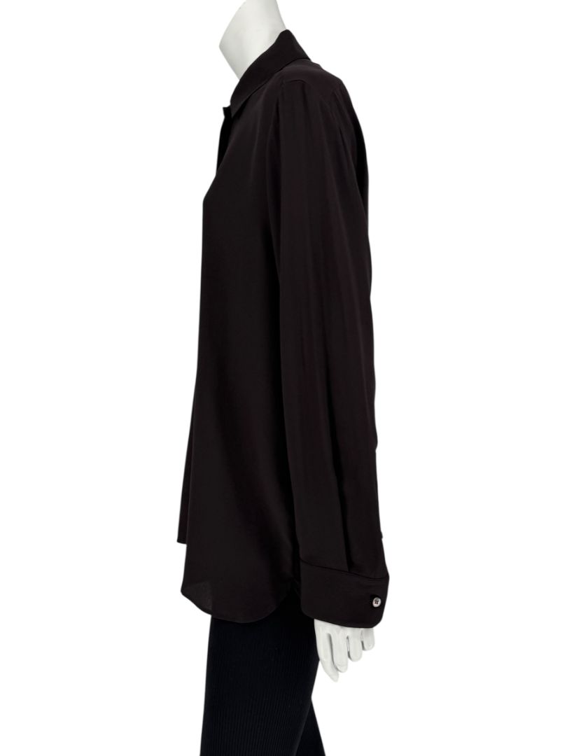 The Row Black Silk Button-Front Shirt – Size XS