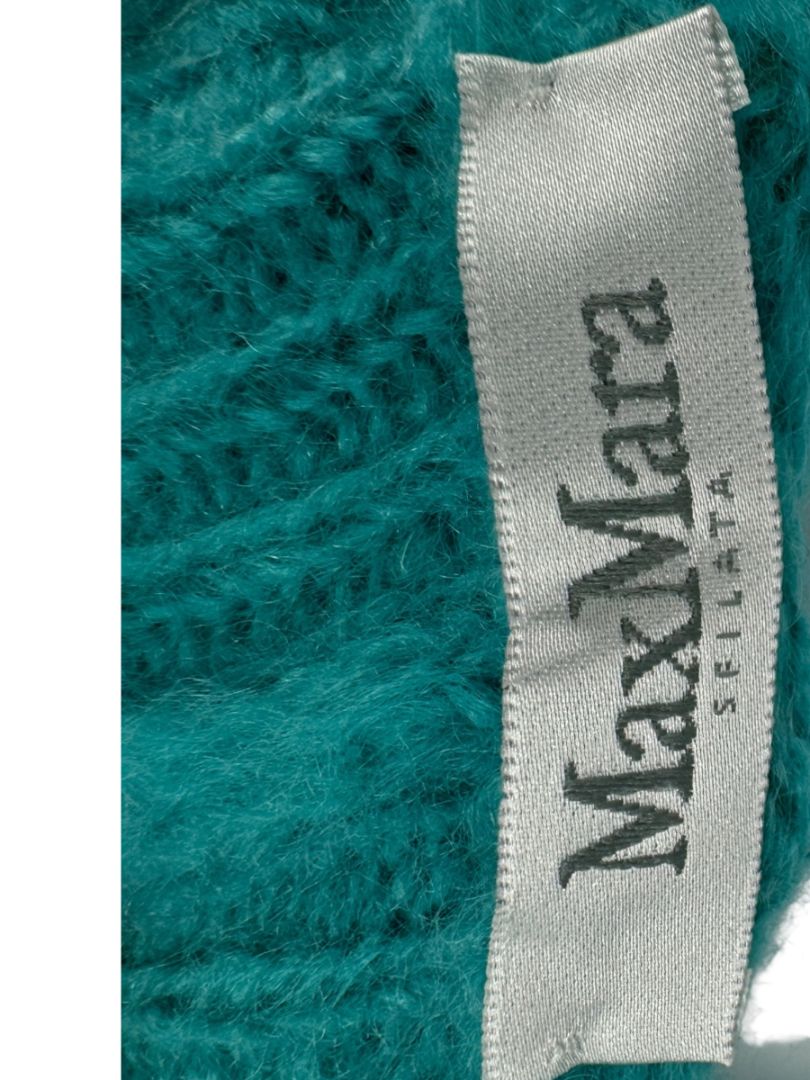 Max Mara Teal Open-Front Mohair Cardigan – Size XS