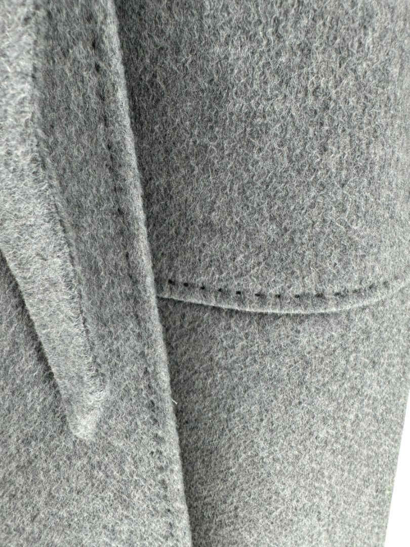Max Mara ‘Manuela’ Belted Wrap Coat in Light Grey – Size US 10 / IT 44