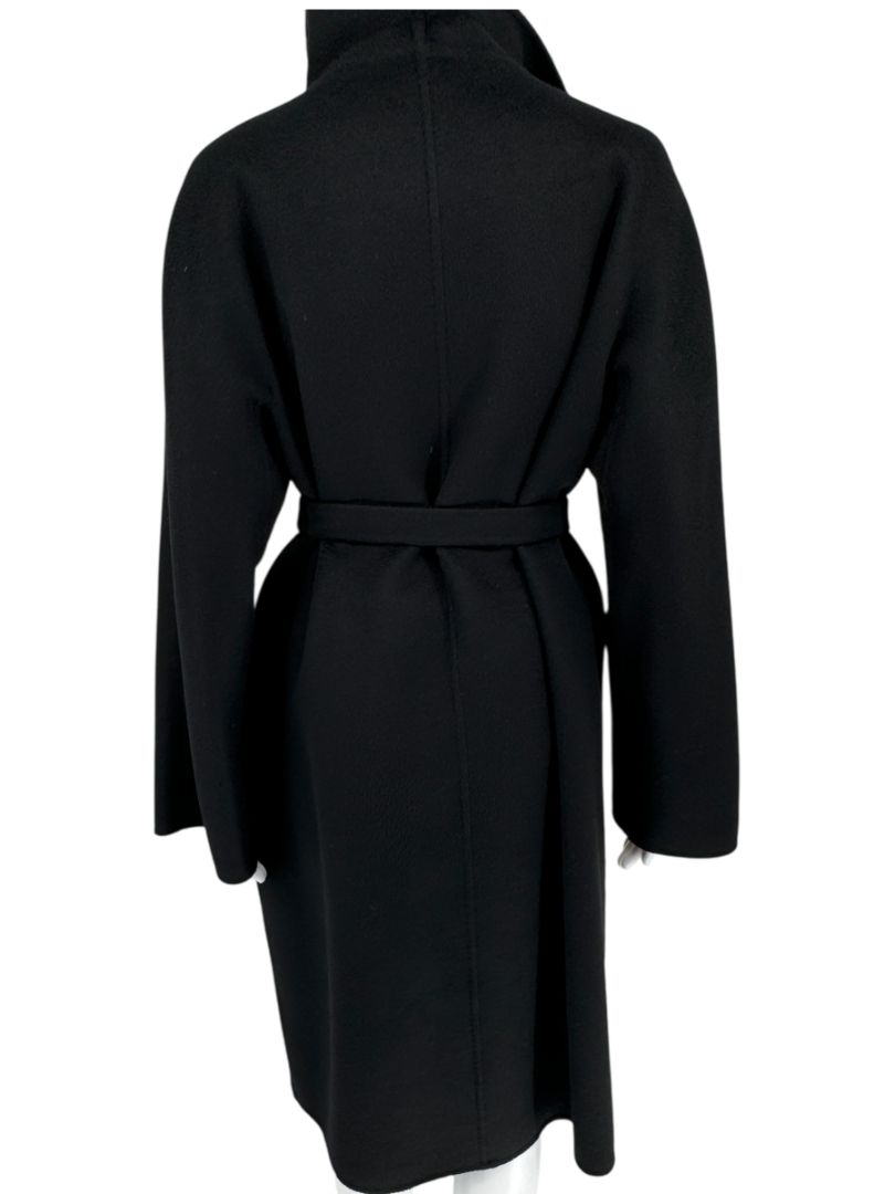Max Mara ‘Manuela’ Belted Wrap Coat in Black – Size US 10 / IT 44
