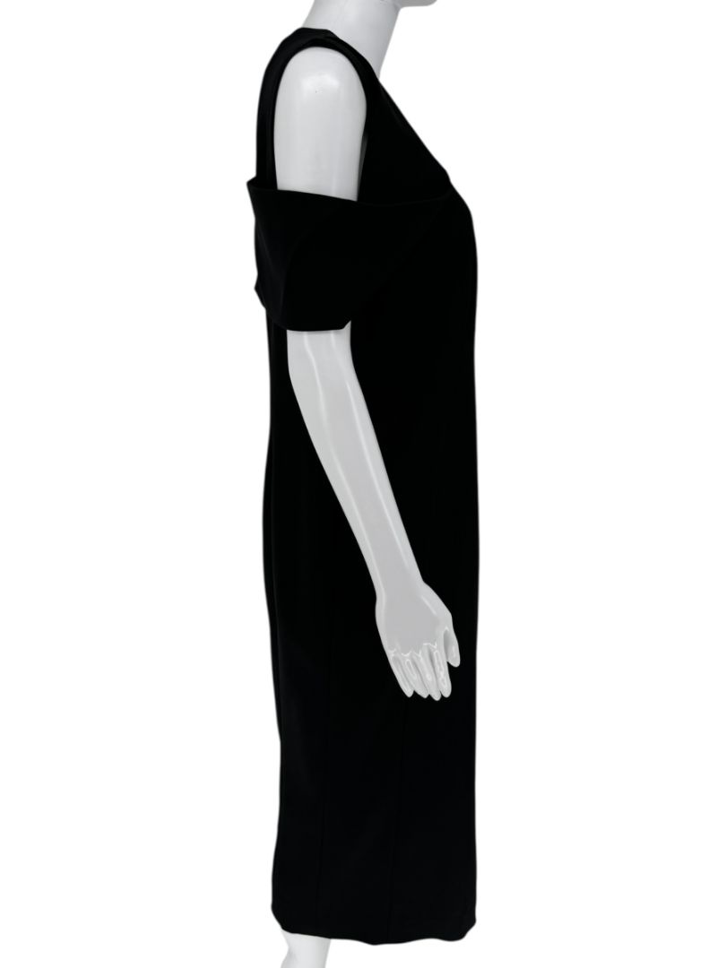 Akris Black Cold-Shoulder Silk-Blend Midi Dress – Size US 12