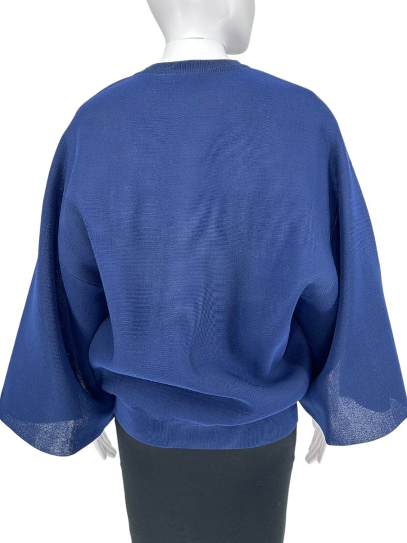 Givenchy Navy Draped Sleeve Silk-Blend Sweater – Size L