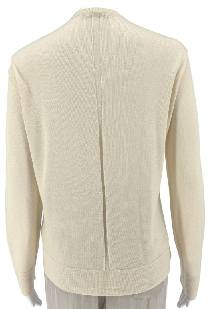 The Row Ivory Cashmere-Silk Crewneck Sweater – Size L