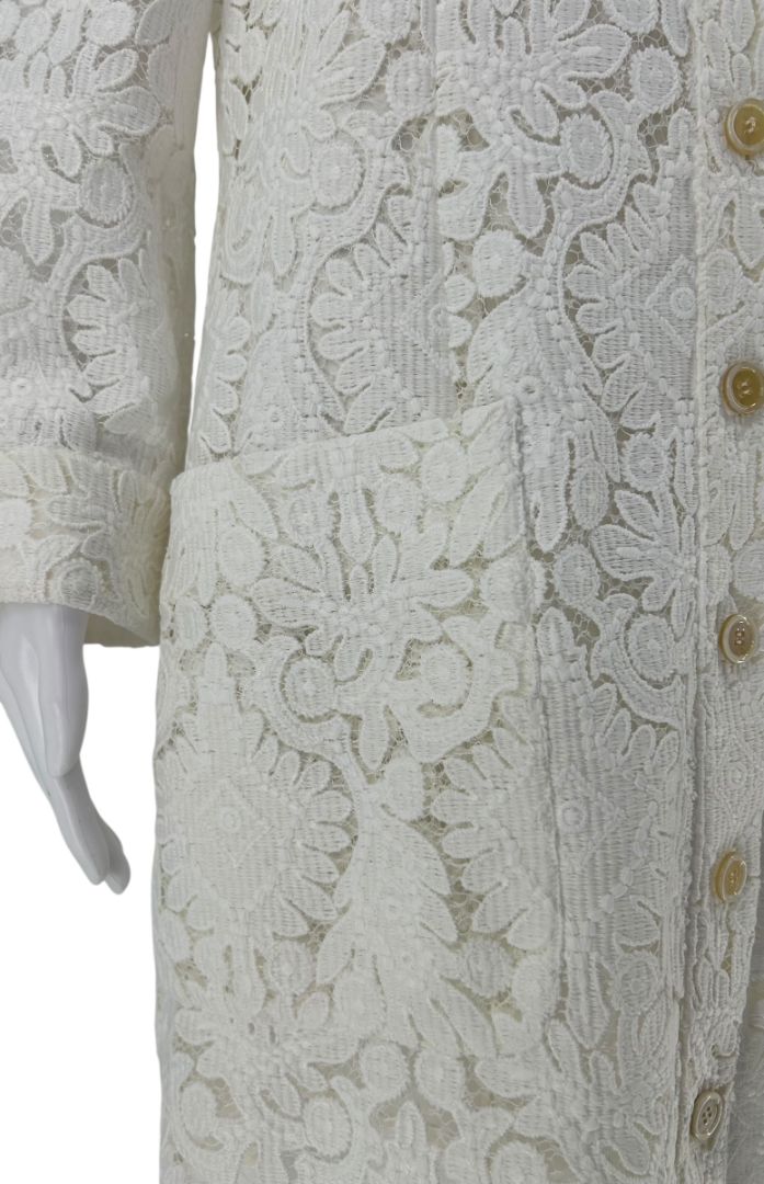 Chloé Milk White Embroidered Lace Shirt Dress – Size FR 42