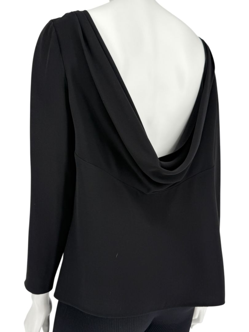 Valentino Black Draped Back Long Sleeve Blouse – Size 10 (IT 46)