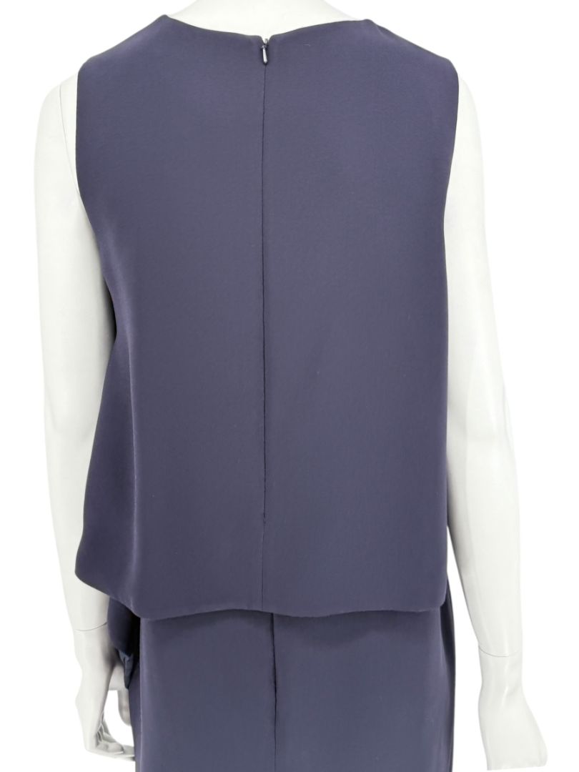 Max Mara Navy Draped Overlay Shift Dress – Size IT 46 (US 12)