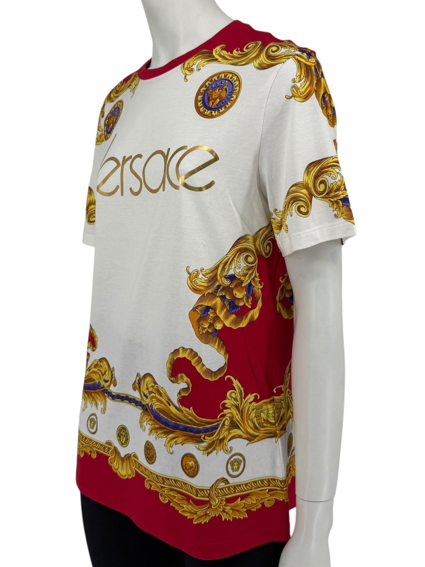 Versace Red & White Medusa Baroque Graphic T-Shirt – Size IT 42