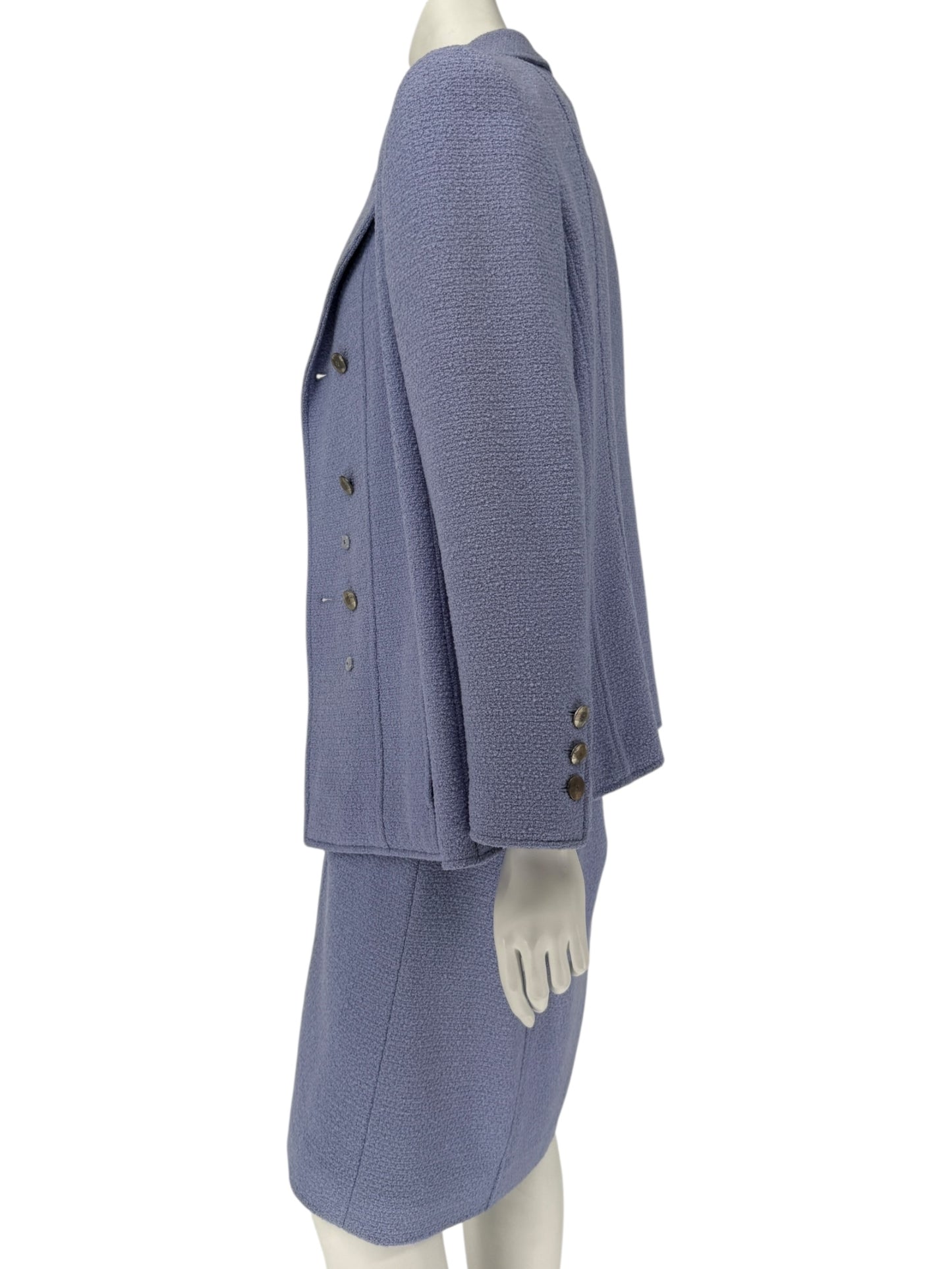 Fall 1998 Chanel Boutique Periwinkle Tweed Skirt Suit – Size FR 46