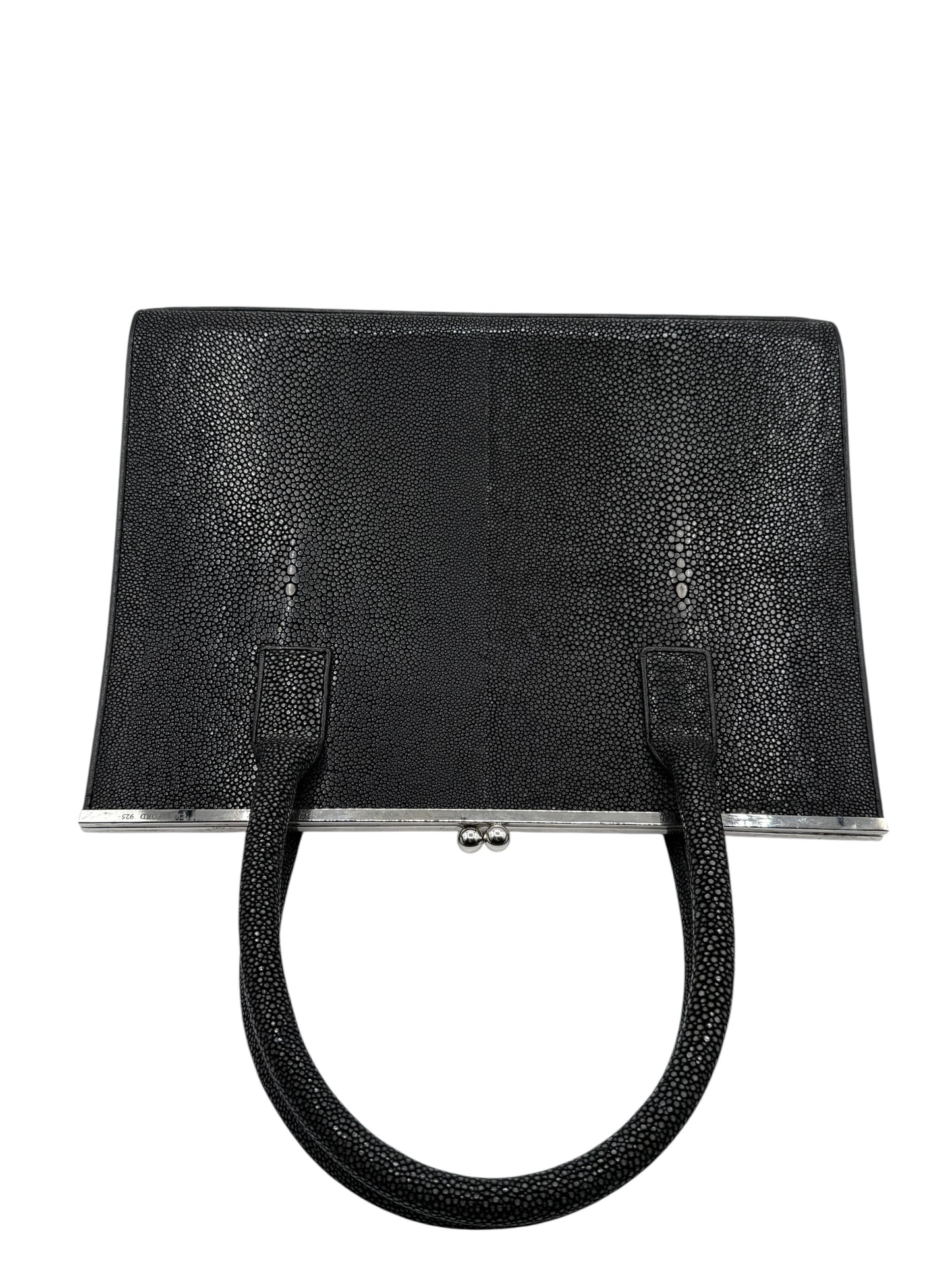 Crawford Black Shagreen/Stingray Top Handle Bag w/ 925 Silver Hardware