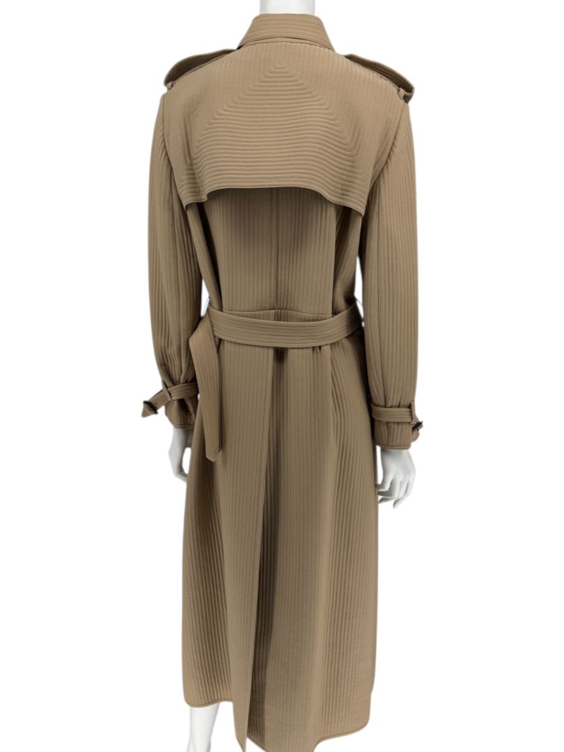 Valentino Camel Quilted Longline Trench Coat – Size IT 44 / US 10