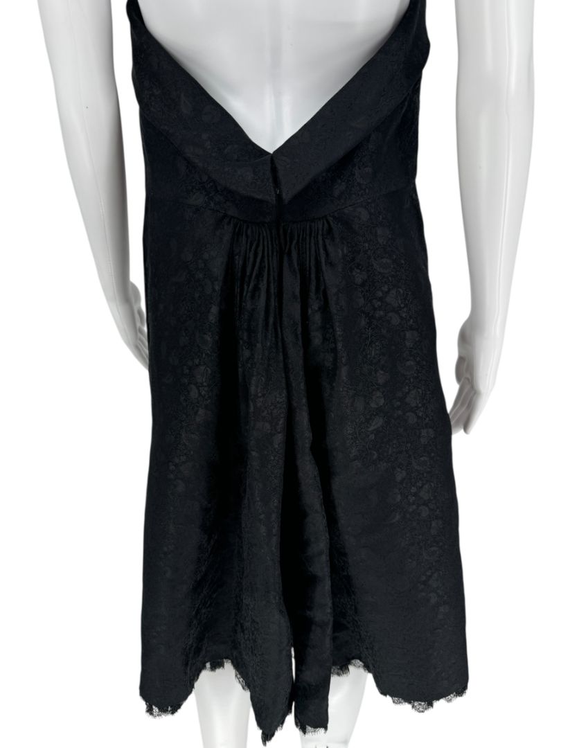 Pamella Roland Black Jacquard Strapless Dress – Large