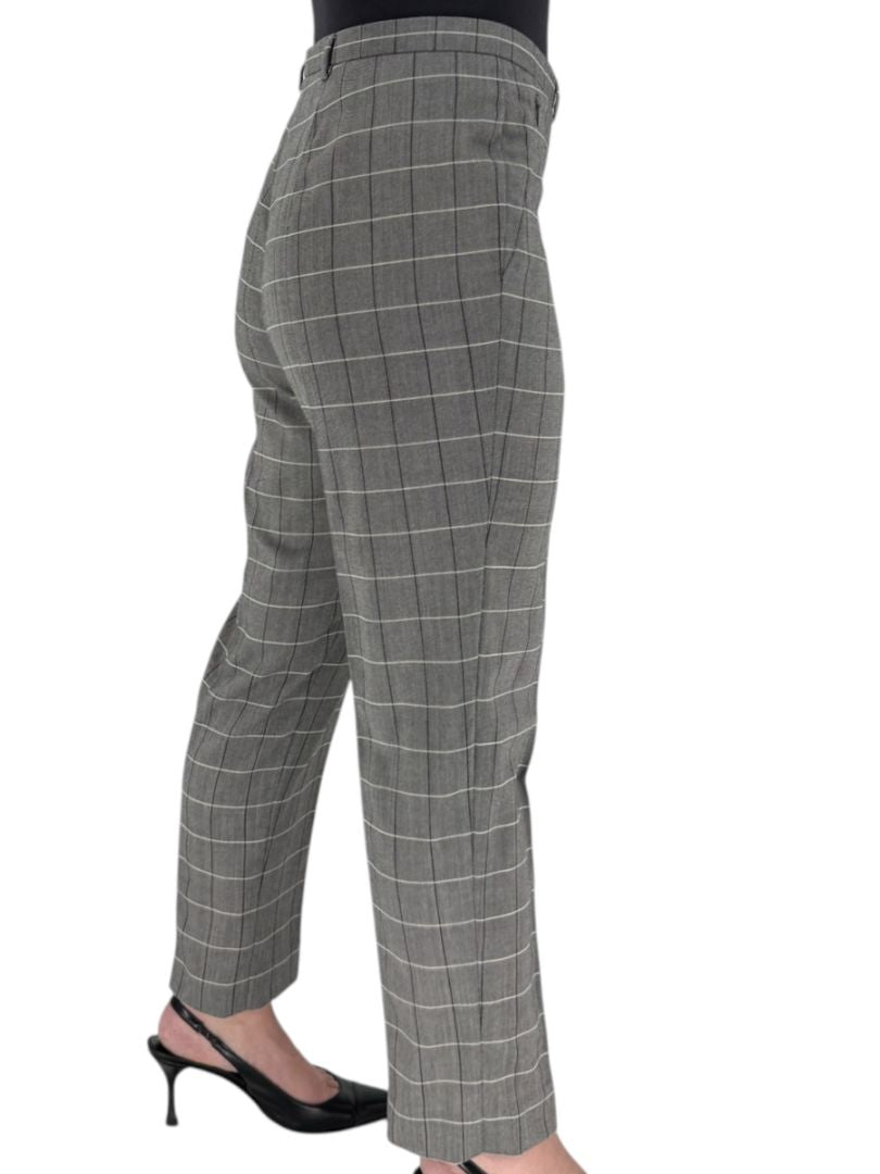A-K-R-I-S Punto Grey Windowpane Wool Pantsuit – Jacket Size 8, Pants Size 10