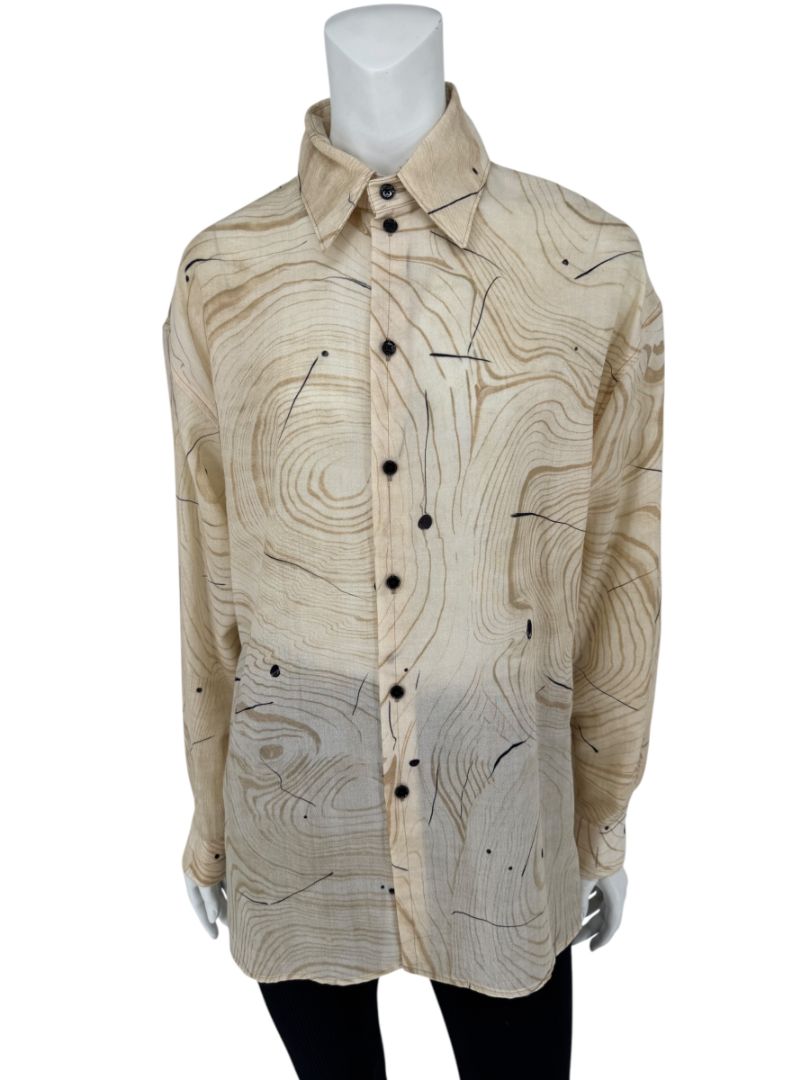 Lemaire Beige Woodgrain Print Button-Up Shirt – Size XS