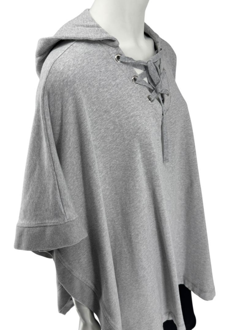 L’Agence Gray Viscose-Silk Hoodie Poncho – One Size
