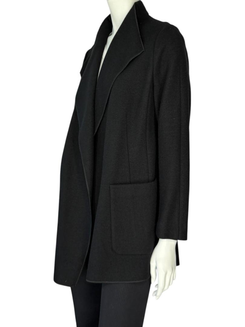NWT Agnona Black 100% Cashmere Open-Front Coat – Size IT 46 / US 10