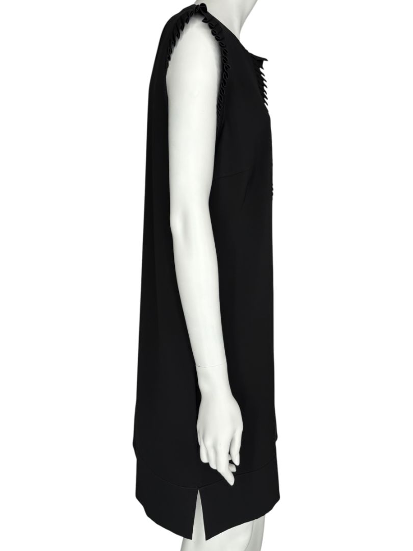Akris Punto Black Sleeveless Pleated Trim Shift Dress – Size 10