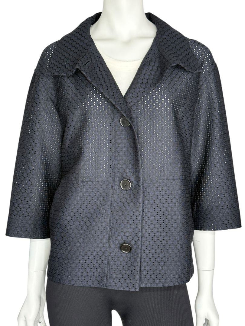 Akris Punto Navy Laser-Cut Jacket – Size US 6