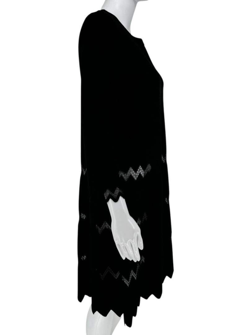 Alaïa Paris Black Zigzag Lace-Trim Knit Dress - Size 44