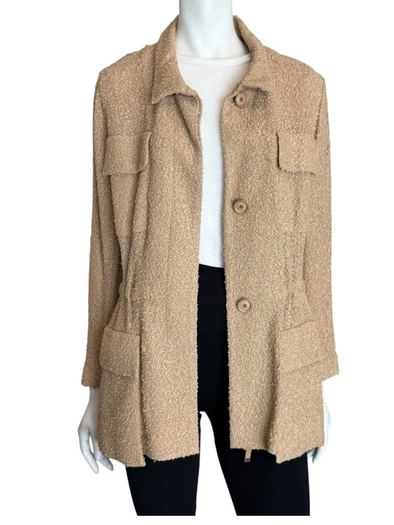 Akris Beige Bouclé Utility Jacket – Size 8
