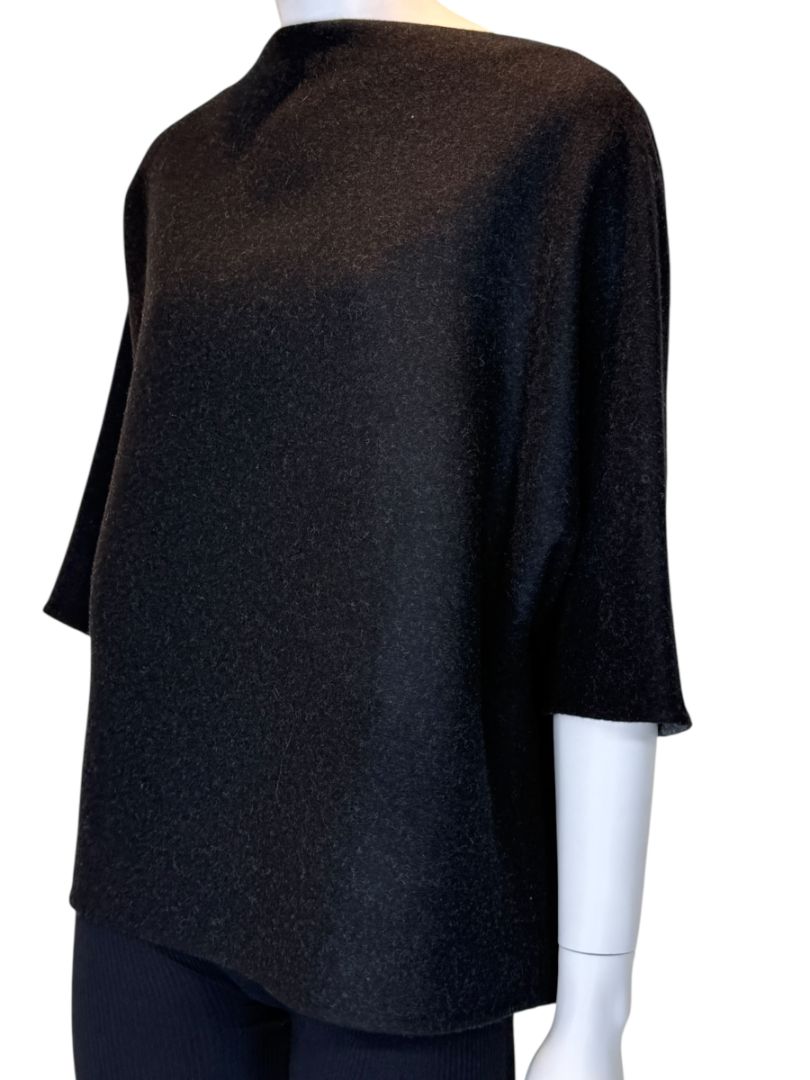 The Row Black Mélange Wool-Blend Top – Size Small