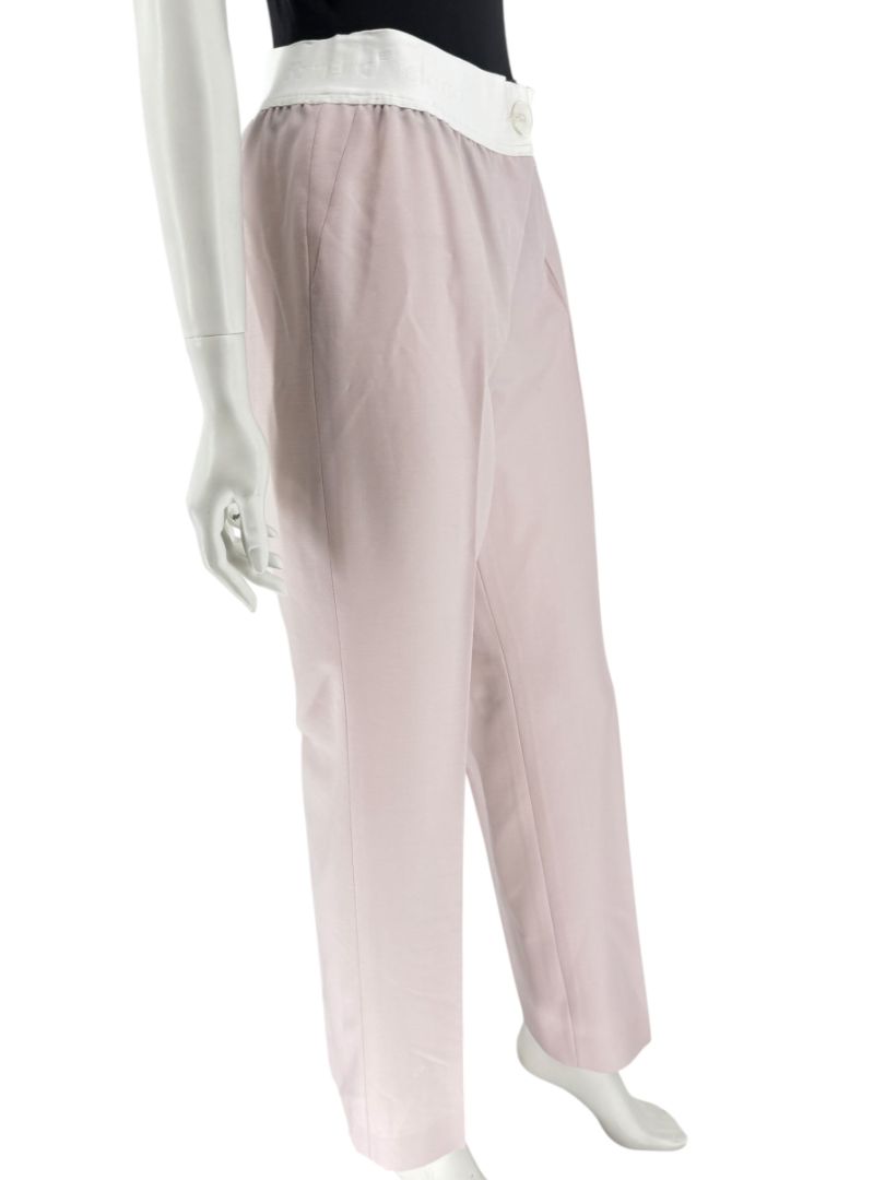 Pamella Roland Pale Pink Pants with White Logo Waistband – Large