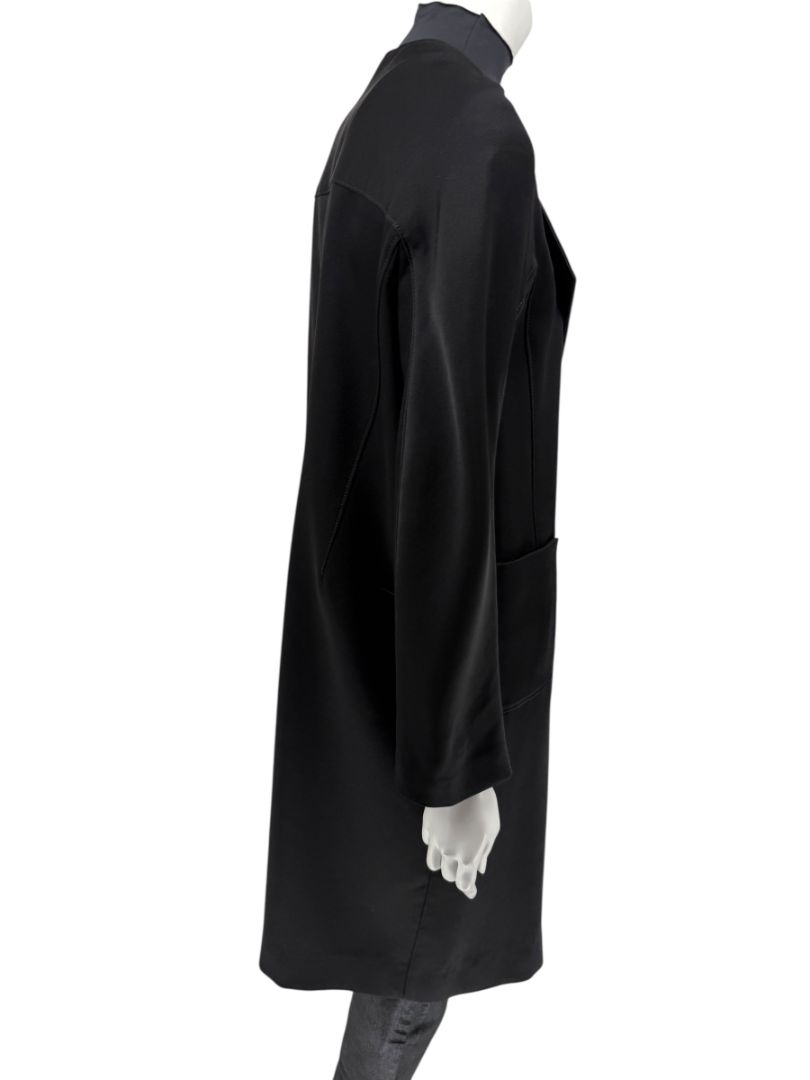 Pamella Roland Black Open-Front Longline Coat – Large