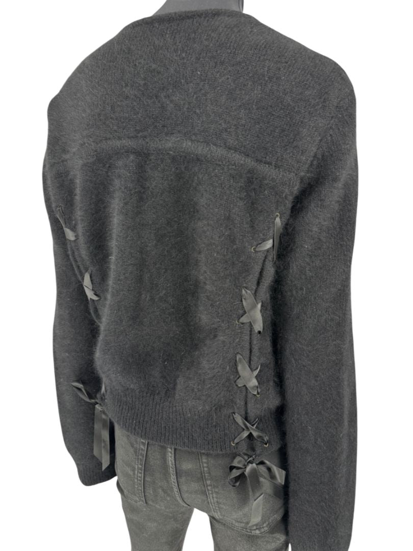 Christian Dior Black Angora-Wool Wrap Sweater – Size 44 (FR) / 12 (US)