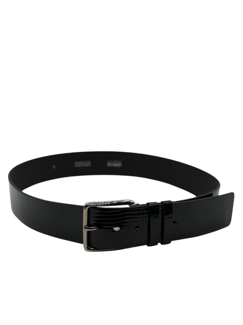 Armani Collezioni Black Patent Leather Belt – Size 42 (L) – 2" Wide
