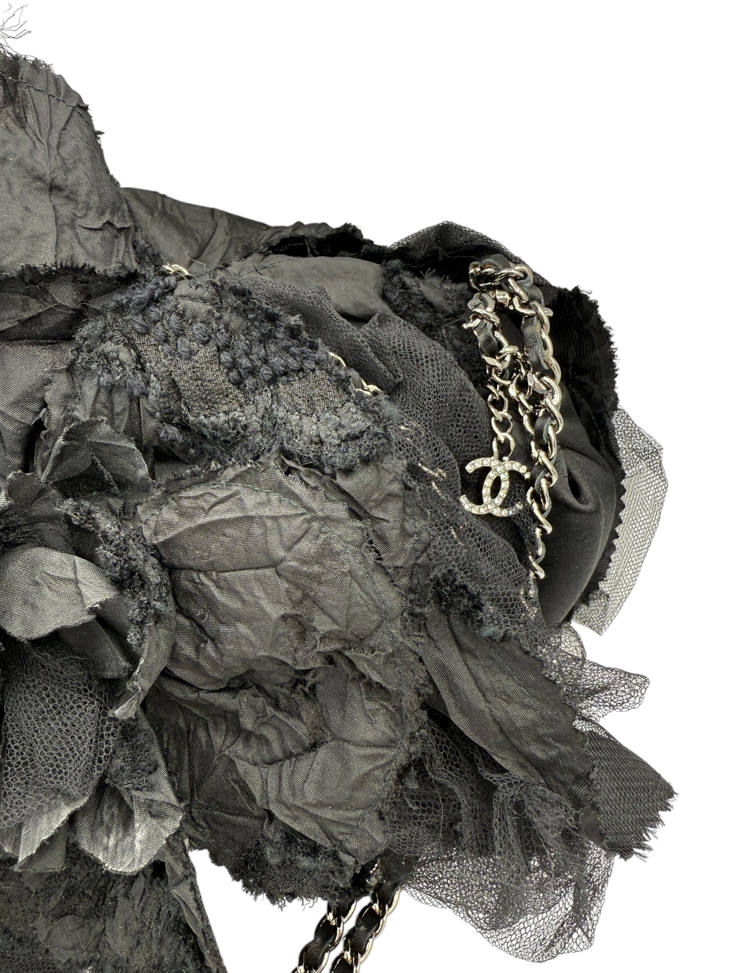 Chanel Satin Camellia Shoulder Bag
