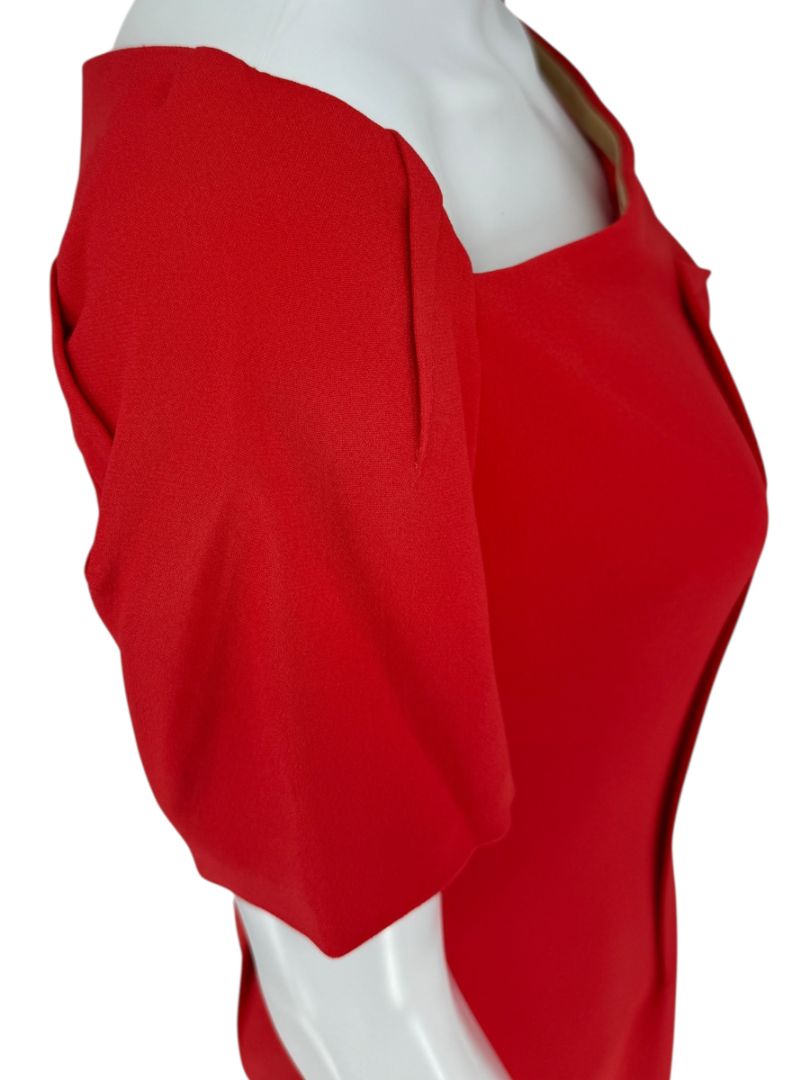Pamella Roland Sculptural Red Cocktail Dress – Estimated Size 12