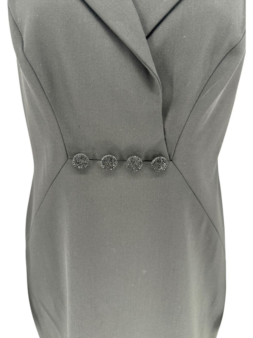 Pamella Roland Embellished Tuxedo-Inspired Sheath Dress