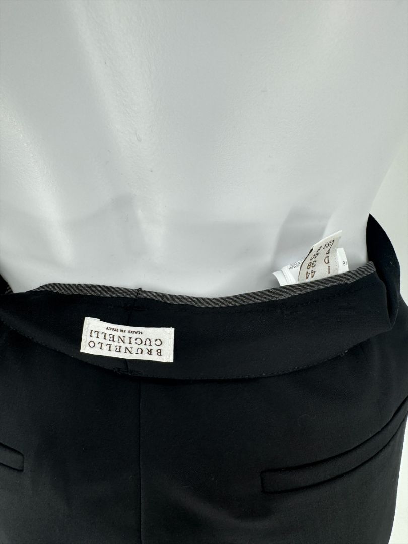 Brunello Cucinelli Black Tapered Trousers with Monili Bead Belt - Size 8