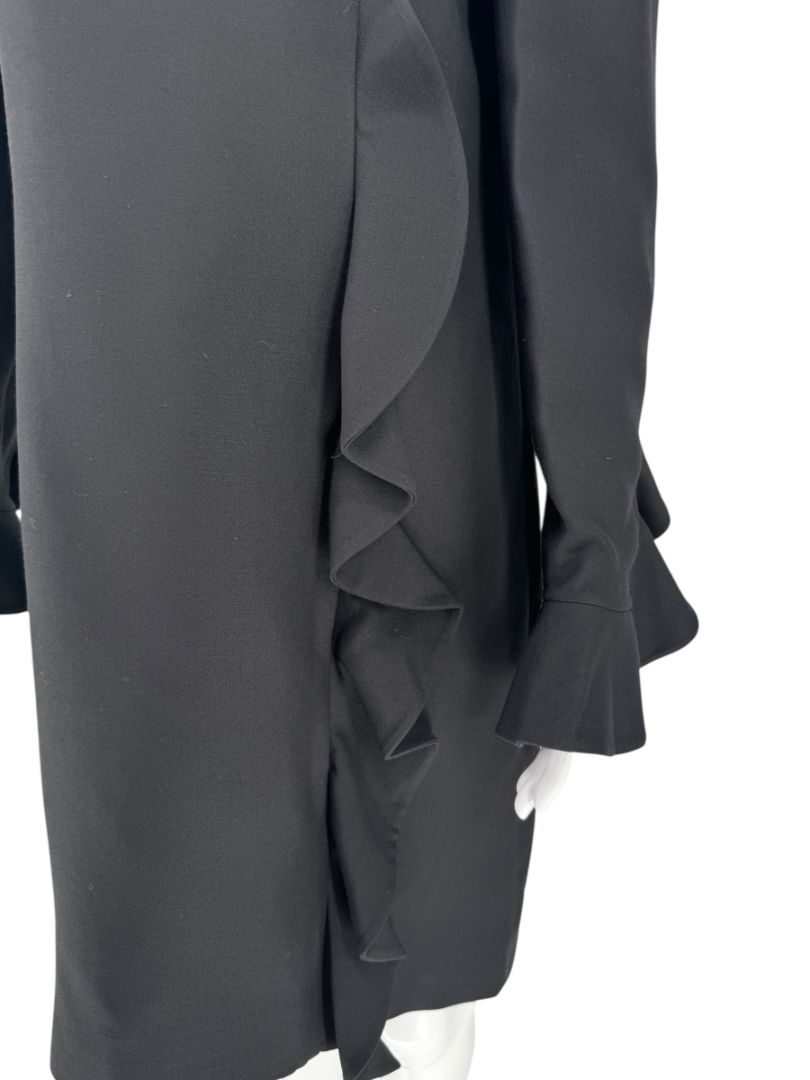 Valentino Black Crepe Ruffle Cuff Dress - Size 10