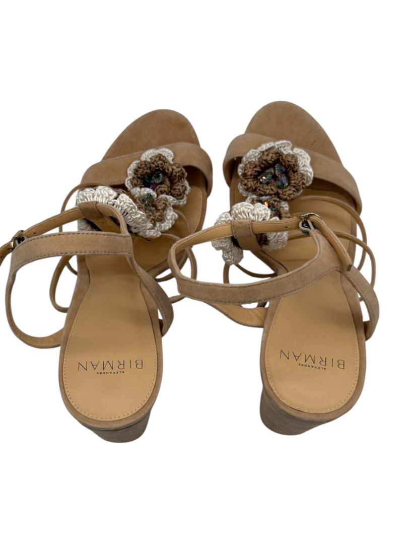 Alexandre Birman Nude Suede Crochet Flower Sandals – Size 39.5