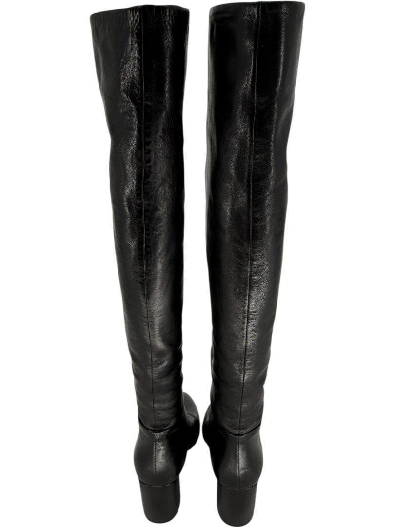 Prada Black Leather Knee-High Boots – Size 39.5