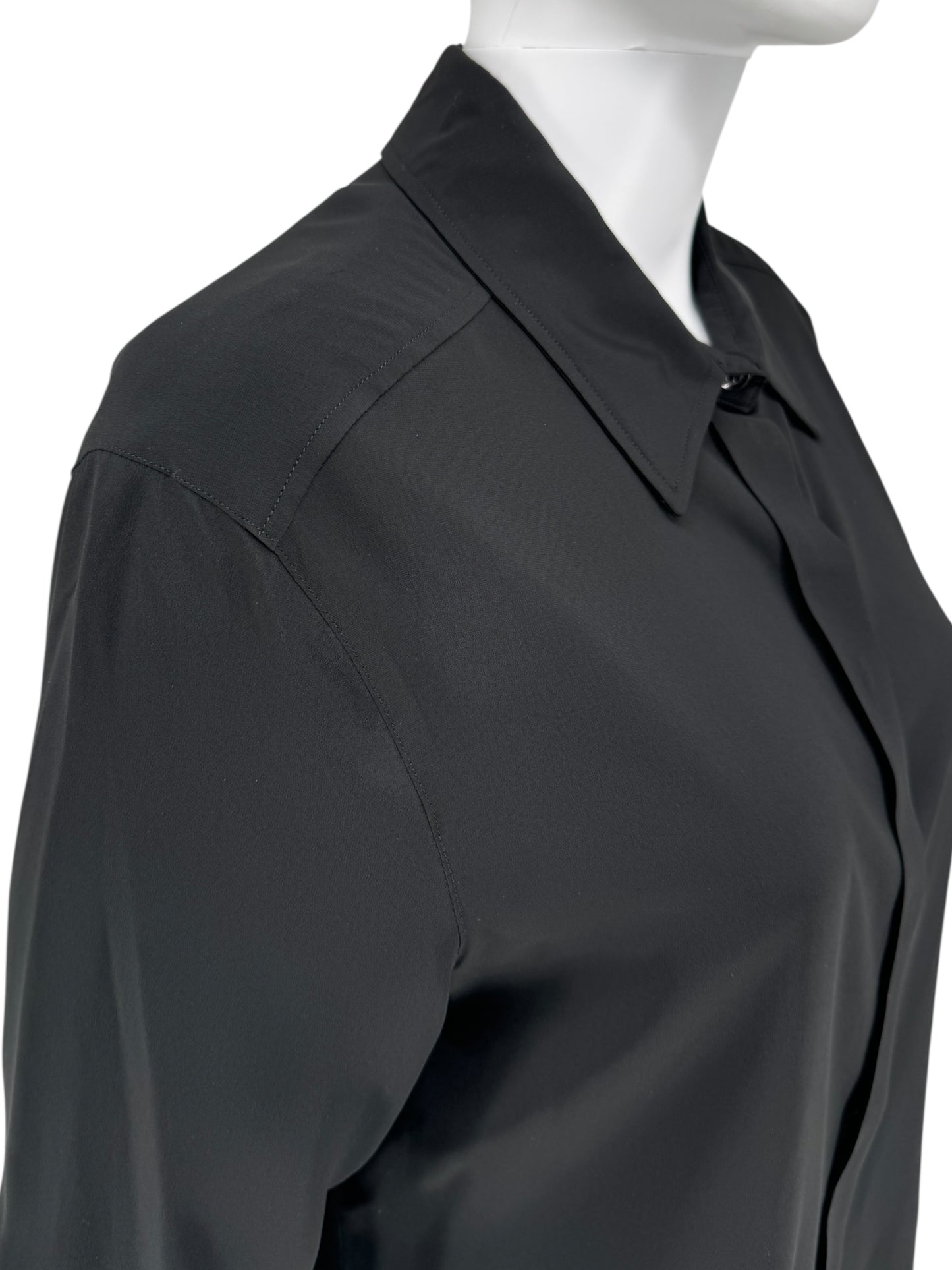 Sportmax Black Silk-Blend Concealed Placket Shirt – Size US 10 / IT 44