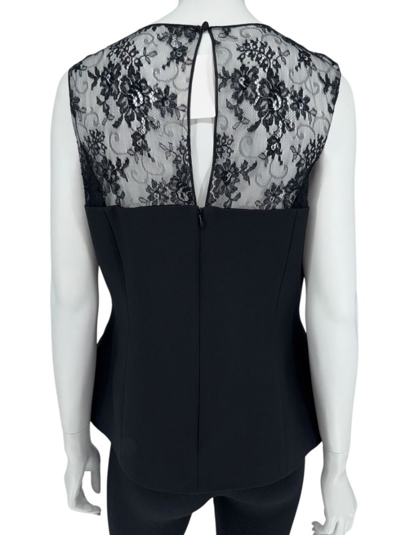 Christian Dior Black Lace-Trim Sleeveless Top – Size FR 44 (US 12)