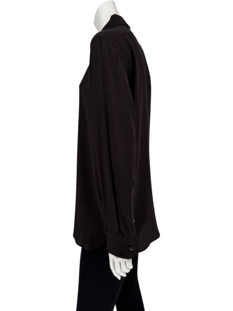 The Row Black Silk Button-Front Shirt – Size XS