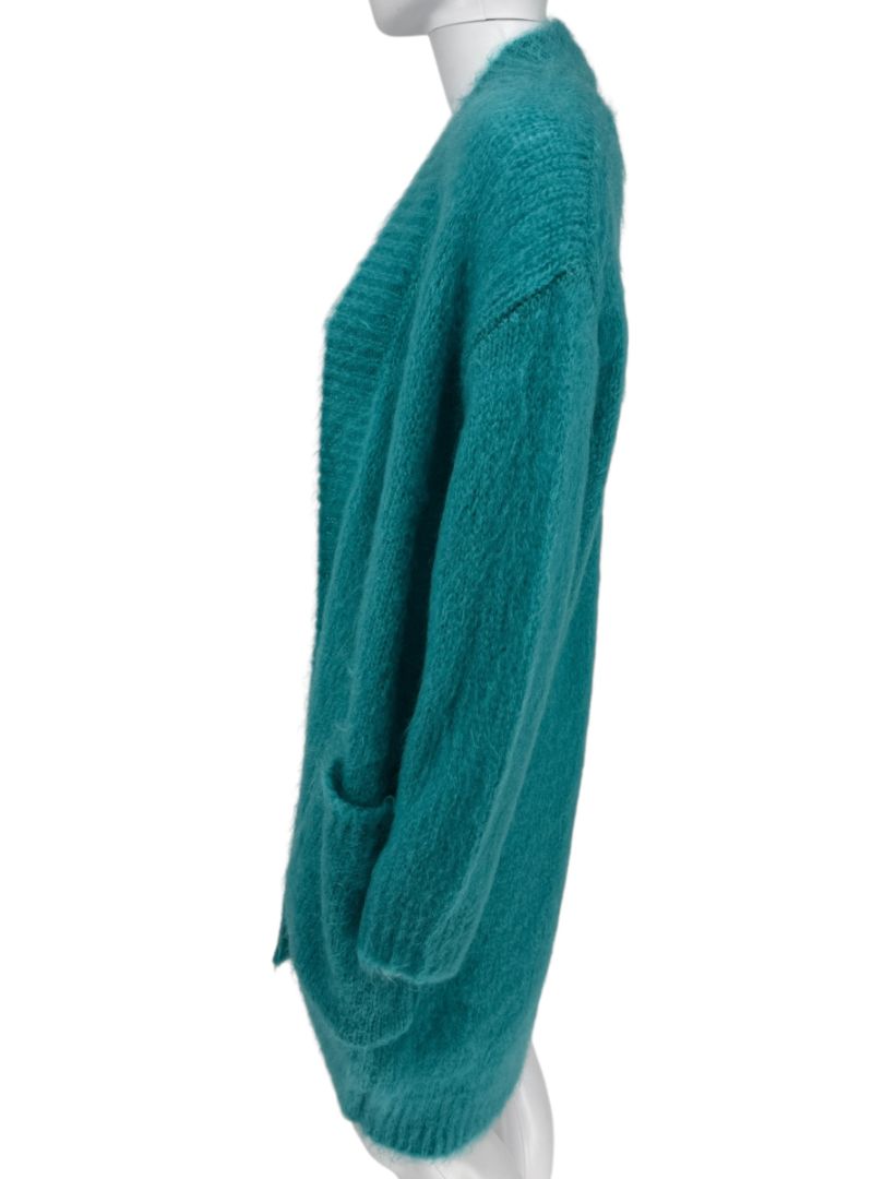 Max Mara Teal Open-Front Mohair Cardigan – Size XS
