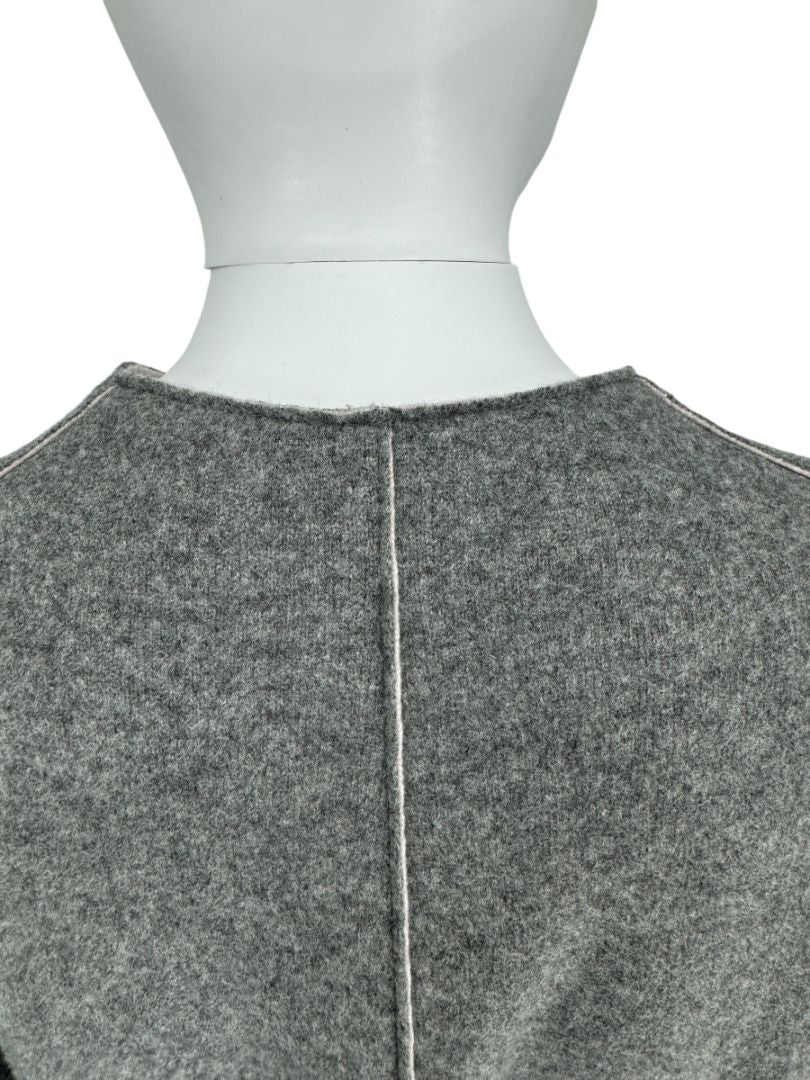 Agona Gray Double-Faced Cashmere Wrap Coat with Leather Belt – Size IT 42 (US 6)