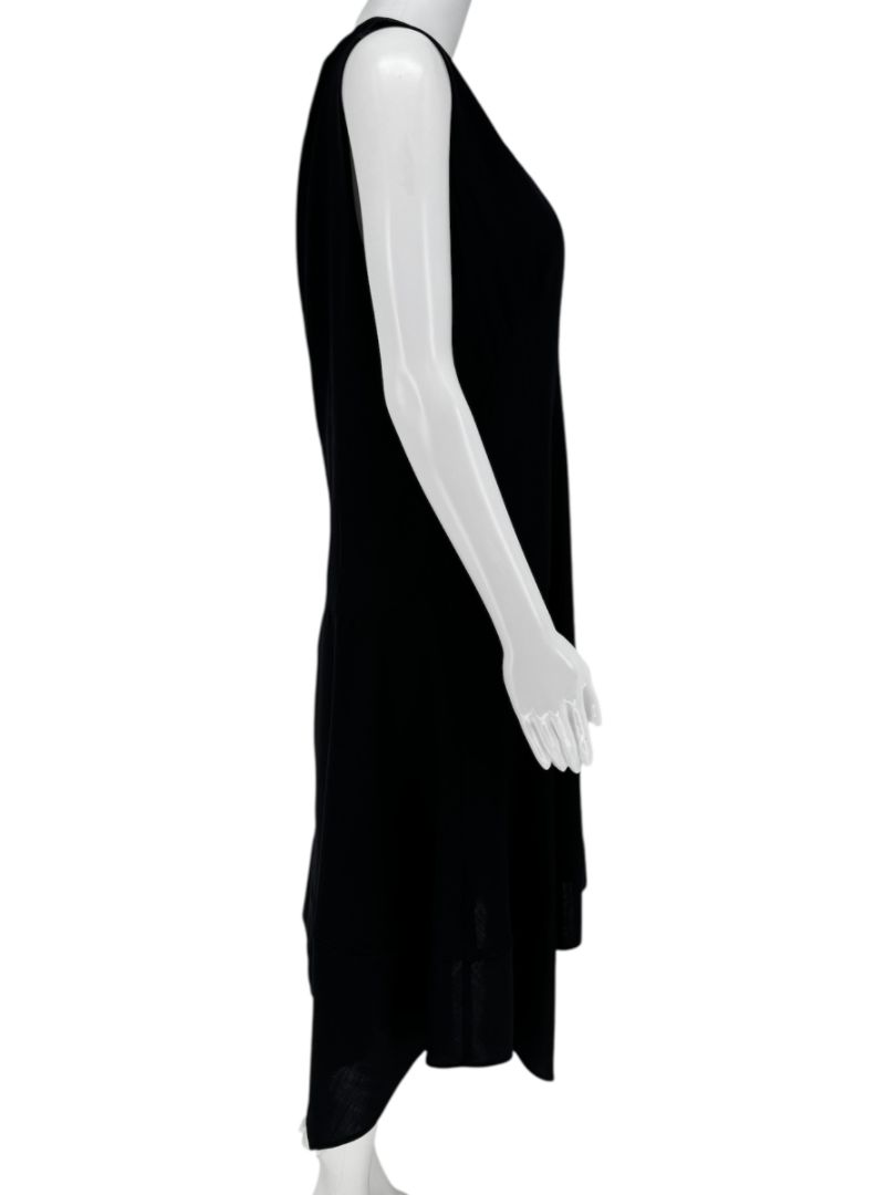 Akris Navy Sleeveless Handkerchief-Hem Midi Dress – US 12 / FR 44 / IT 48