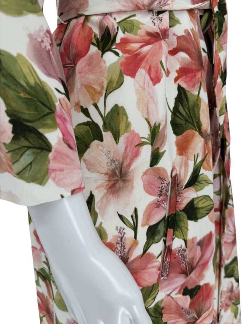 Pamella Roland Pink & Green Floral Belted Jacket – Large
