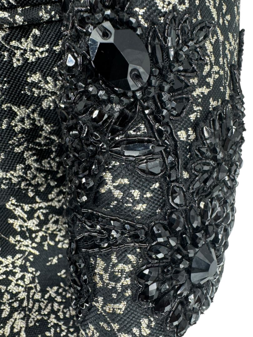 Pamella Roland Metallic Brocade Tuxedo Coat with Beaded Cuffs – Large