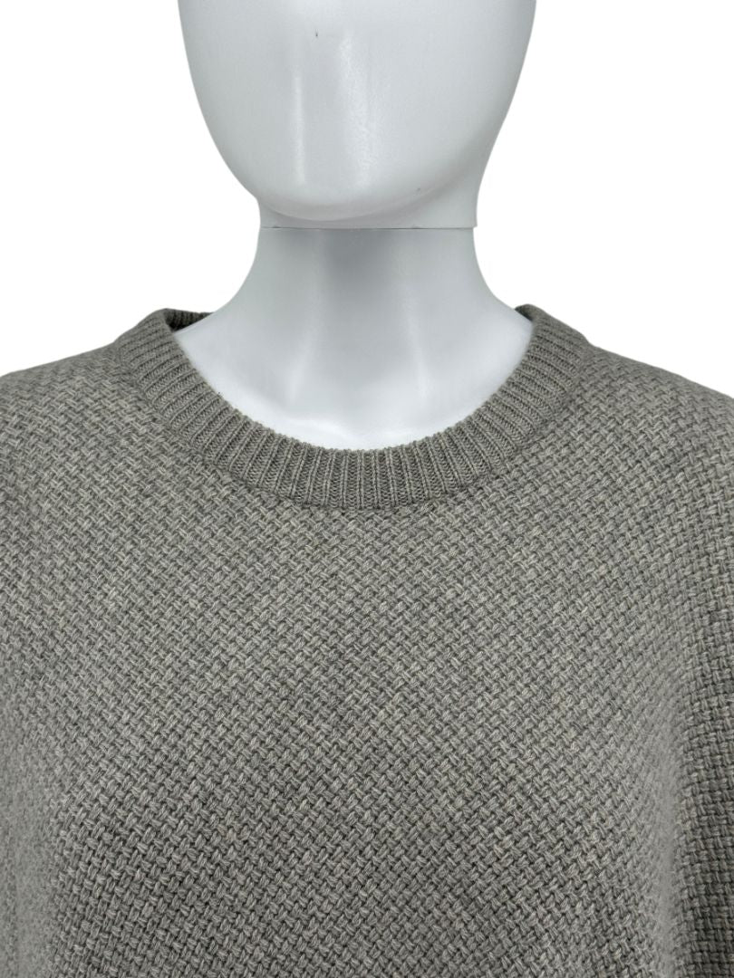 Ralph Lauren Gray Cashmere Poncho with Suede Trim – Size XS/S