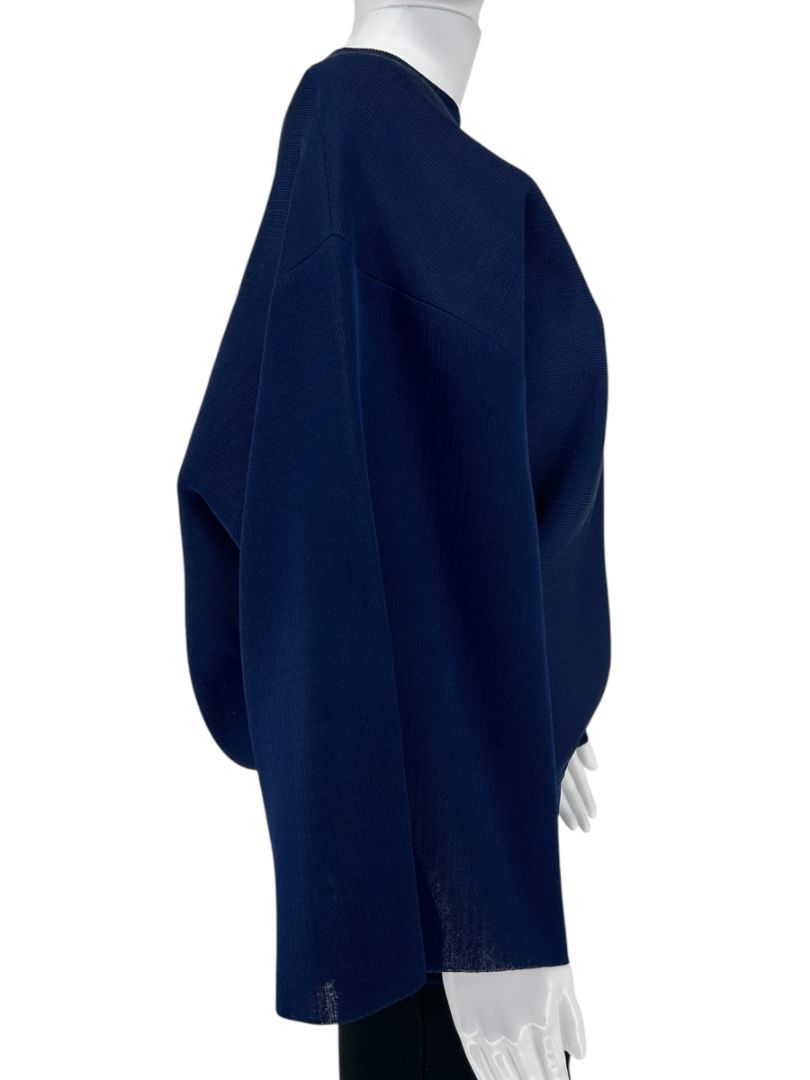 Givenchy Navy Draped Sleeve Silk-Blend Sweater – Size L