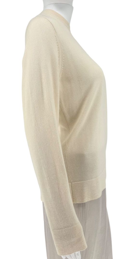 The Row Ivory Cashmere-Silk Crewneck Sweater – Size L