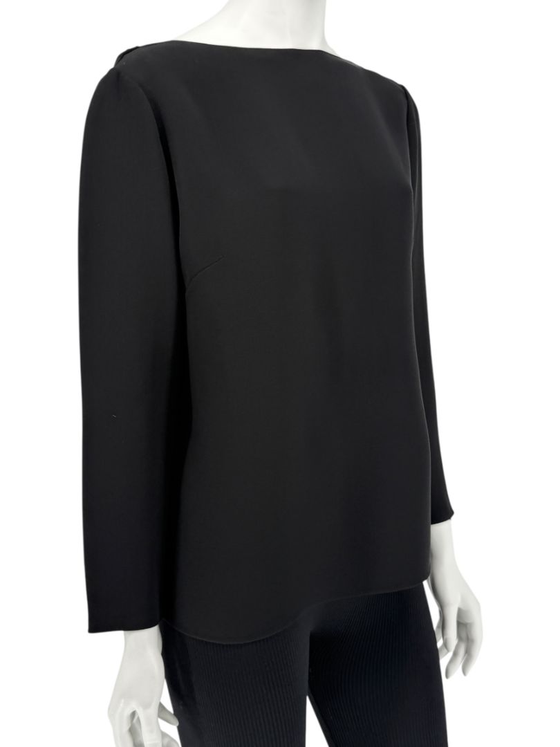 Valentino Black Draped Back Long Sleeve Blouse – Size 10 (IT 46)