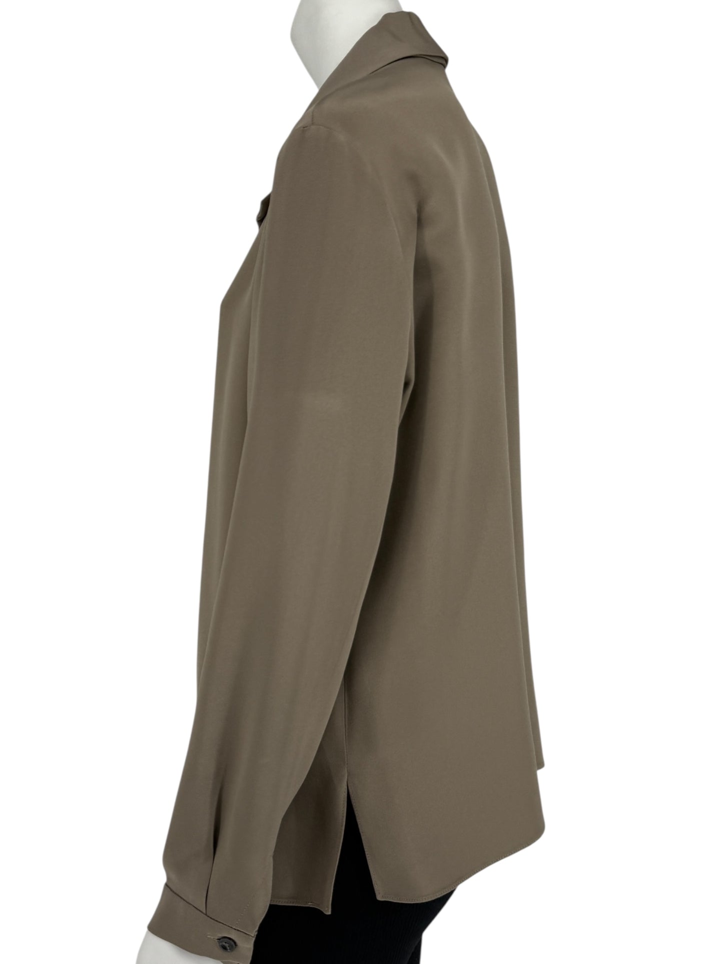 Peter Cohen Taupe Silk Convertible Collar Blouse – Size L