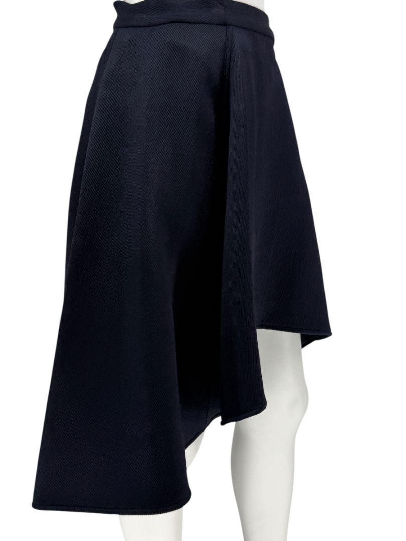 Pamella Roland Navy A-Line Skirt with Sculptural Hem - Large