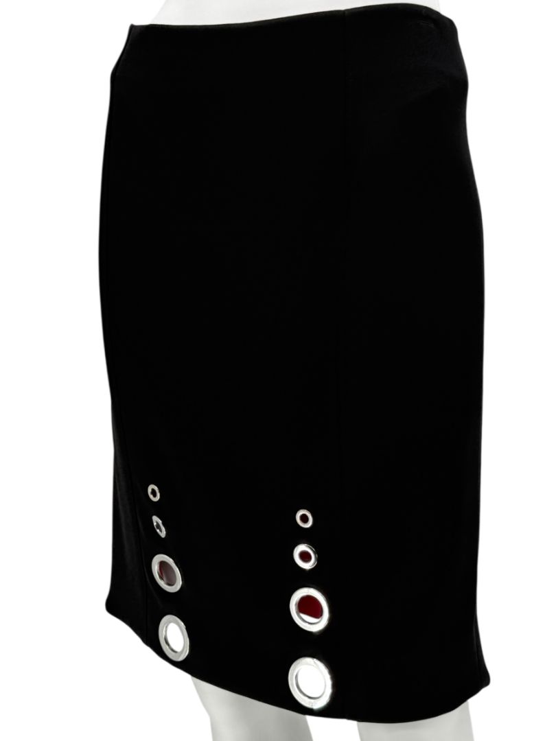 Pamella Roland Black Pencil Skirt with Grommet Detail – Large